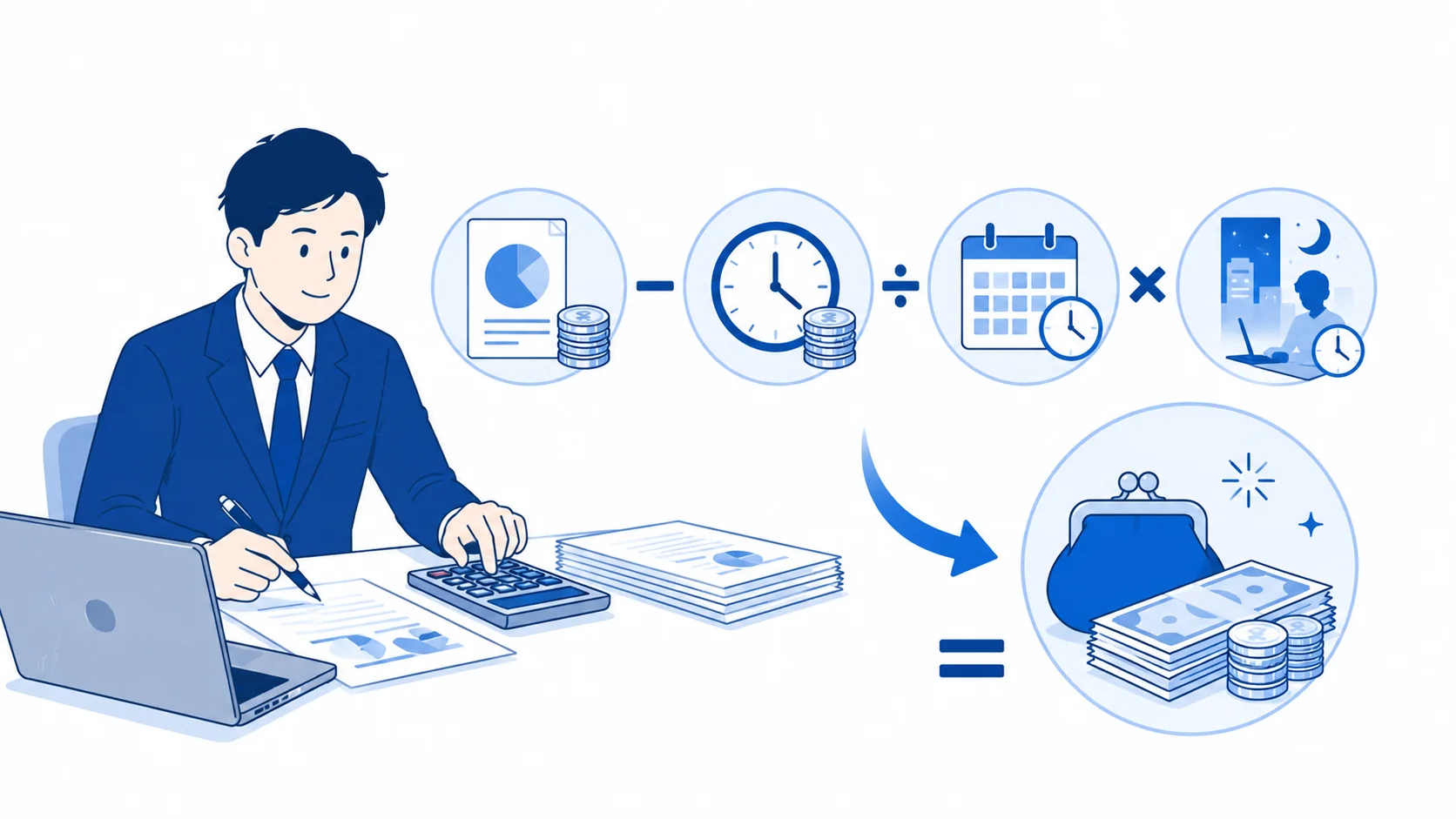 超過分の残業代を計算する