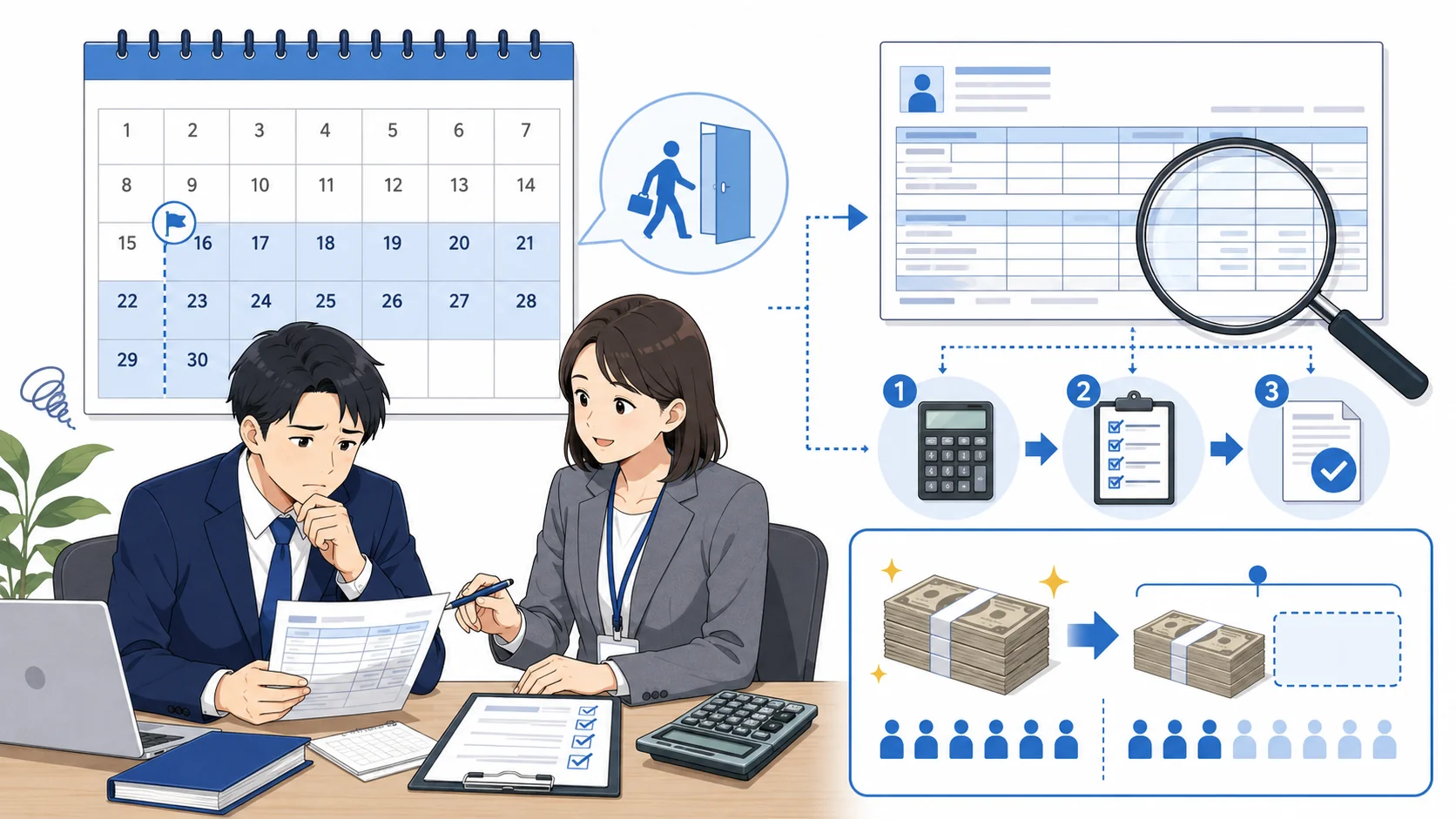 月途中退職の給料計算を確認