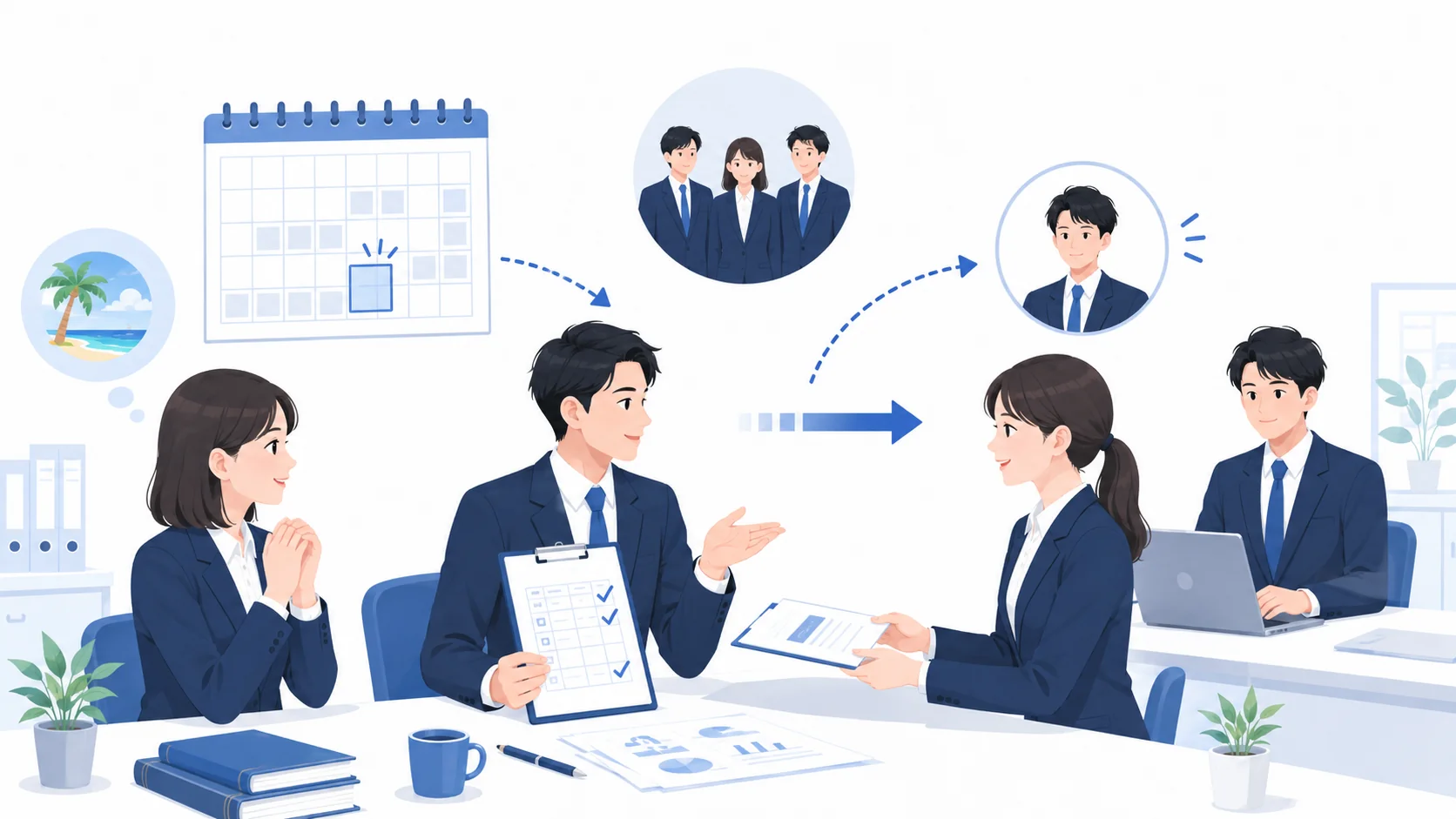 代替要員確保など会社の配慮