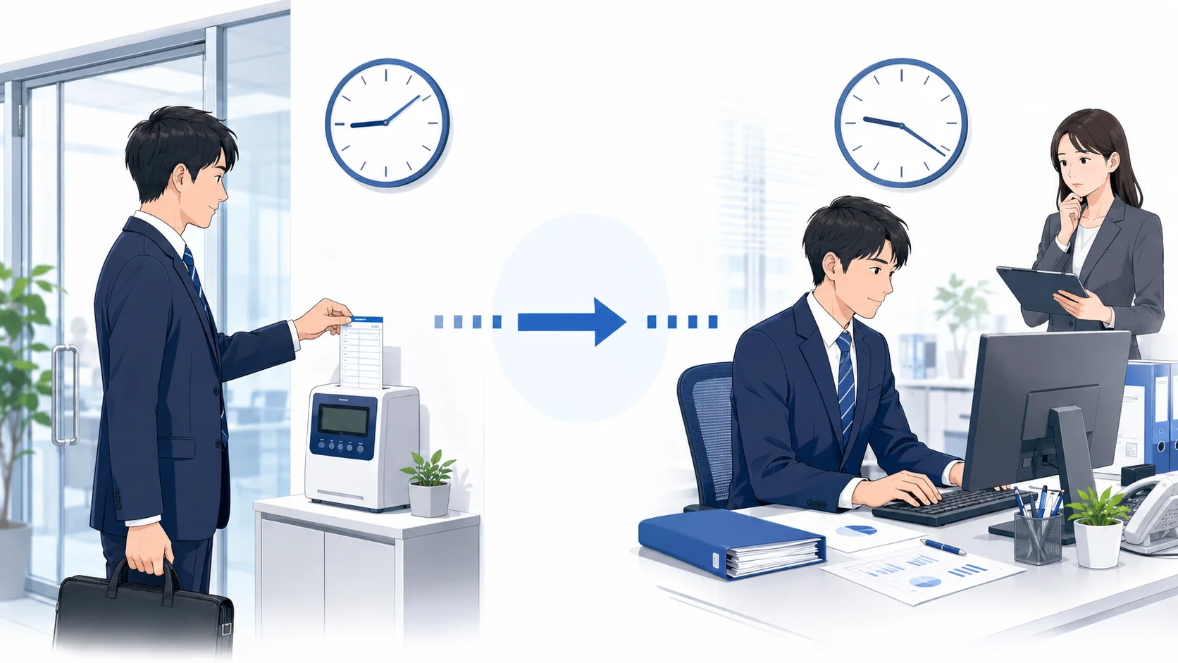 打刻時刻と実労働時間がずれる場合
