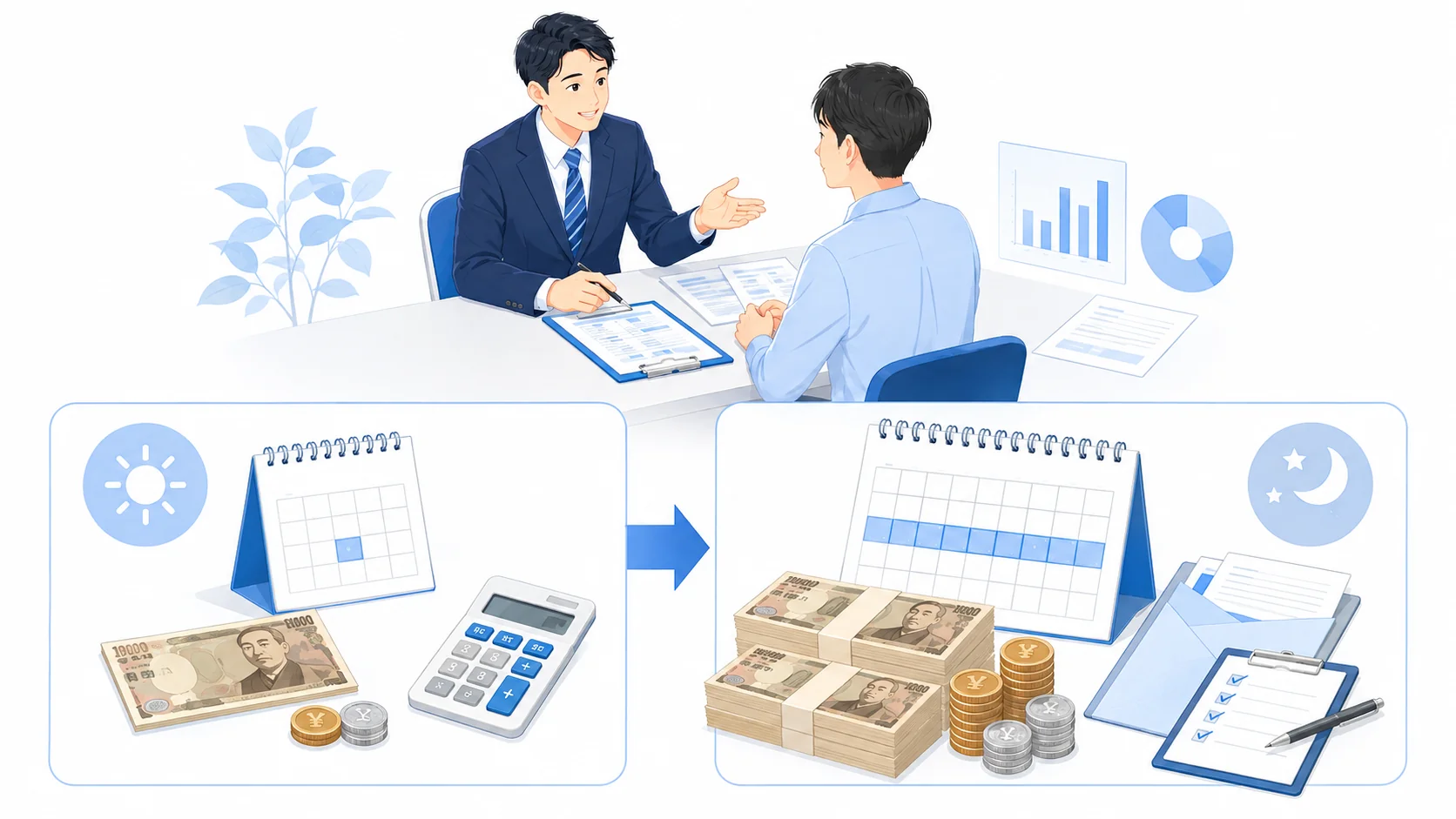1日あたりと1か月の支給額