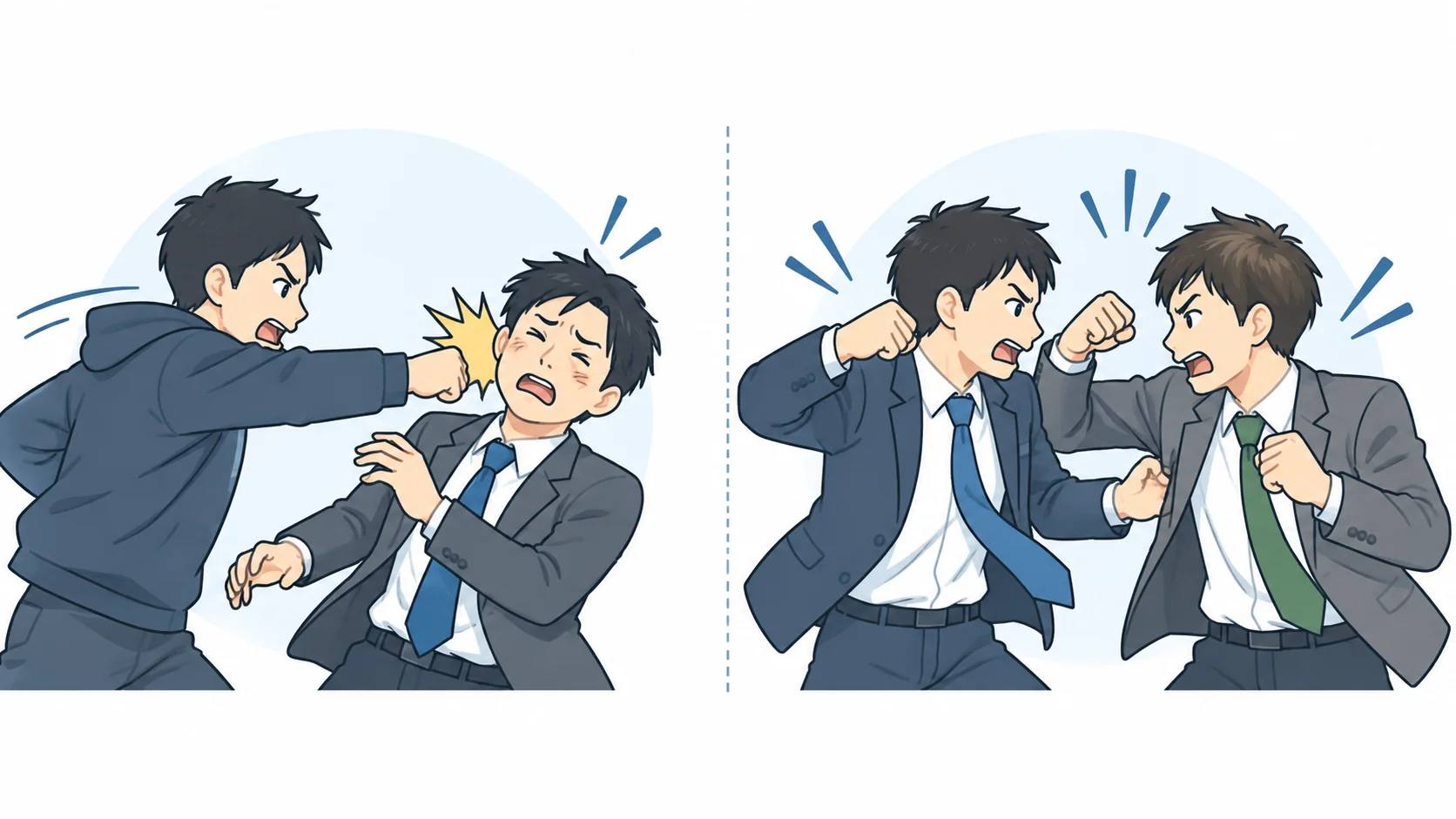 一方的な暴行と双方のけんかの違い