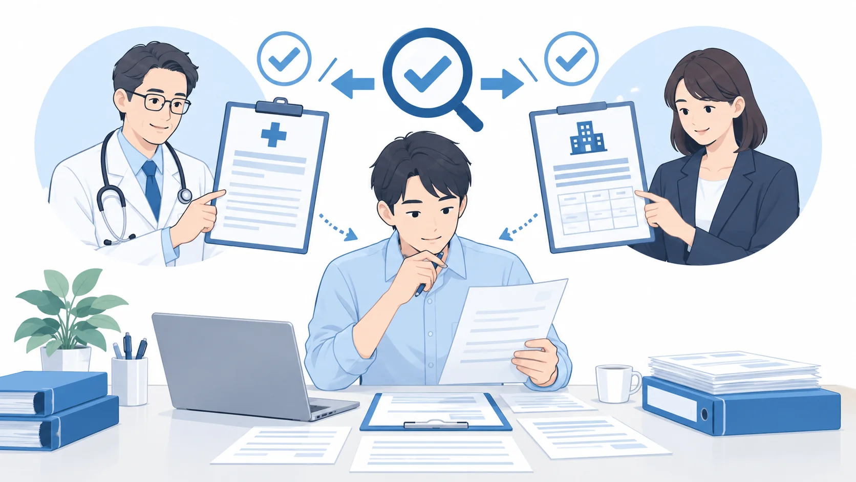 医師や会社の記載内容を確認する