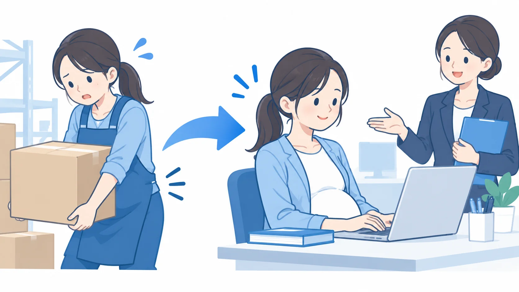 妊娠中は軽易な業務への転換を請求できる