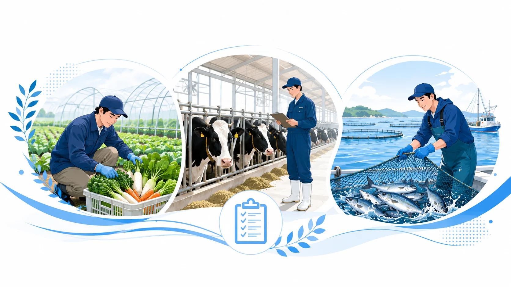 農業・畜産・水産業が対象となる