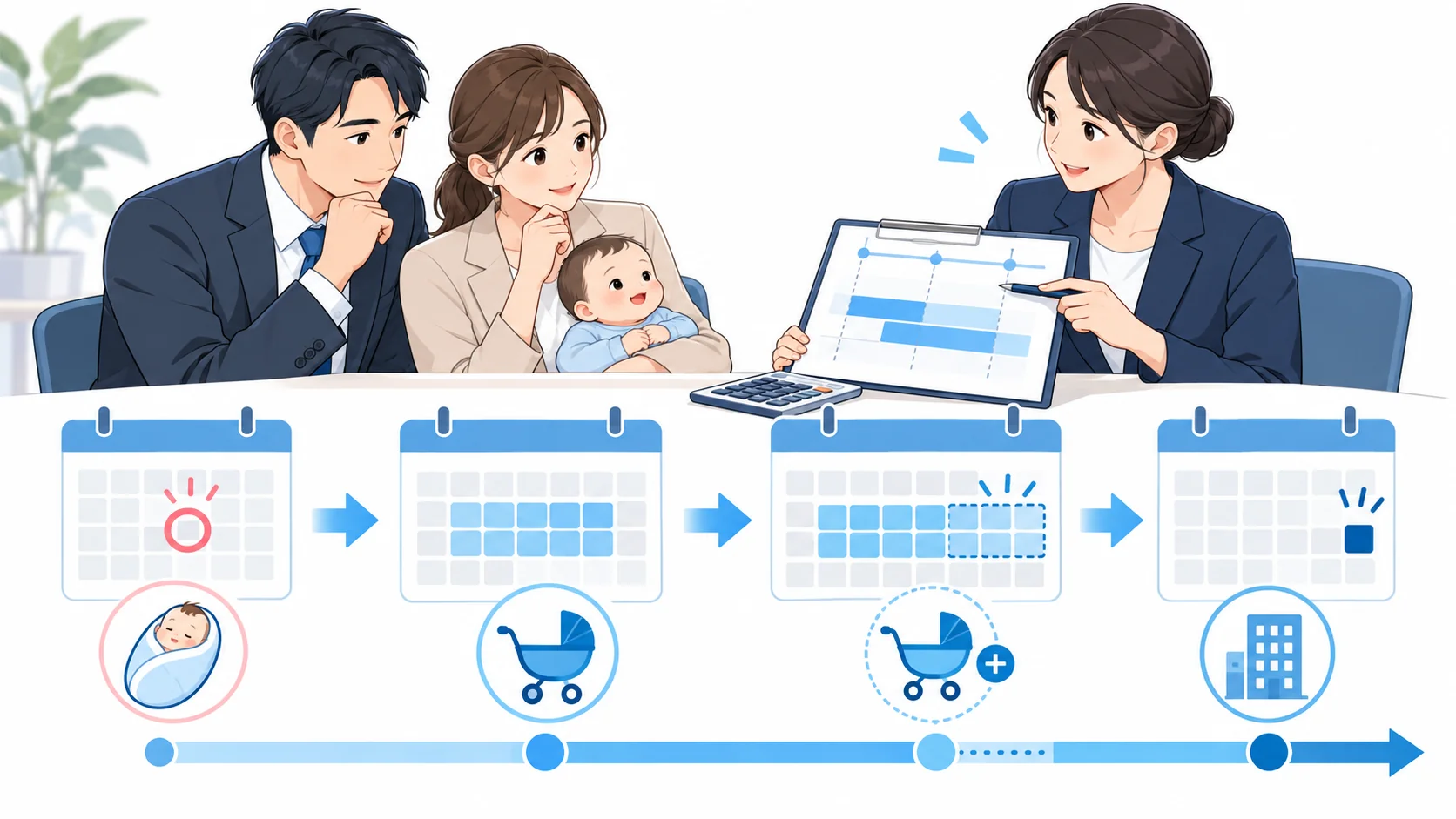 育休期間の日付を具体例で計算する